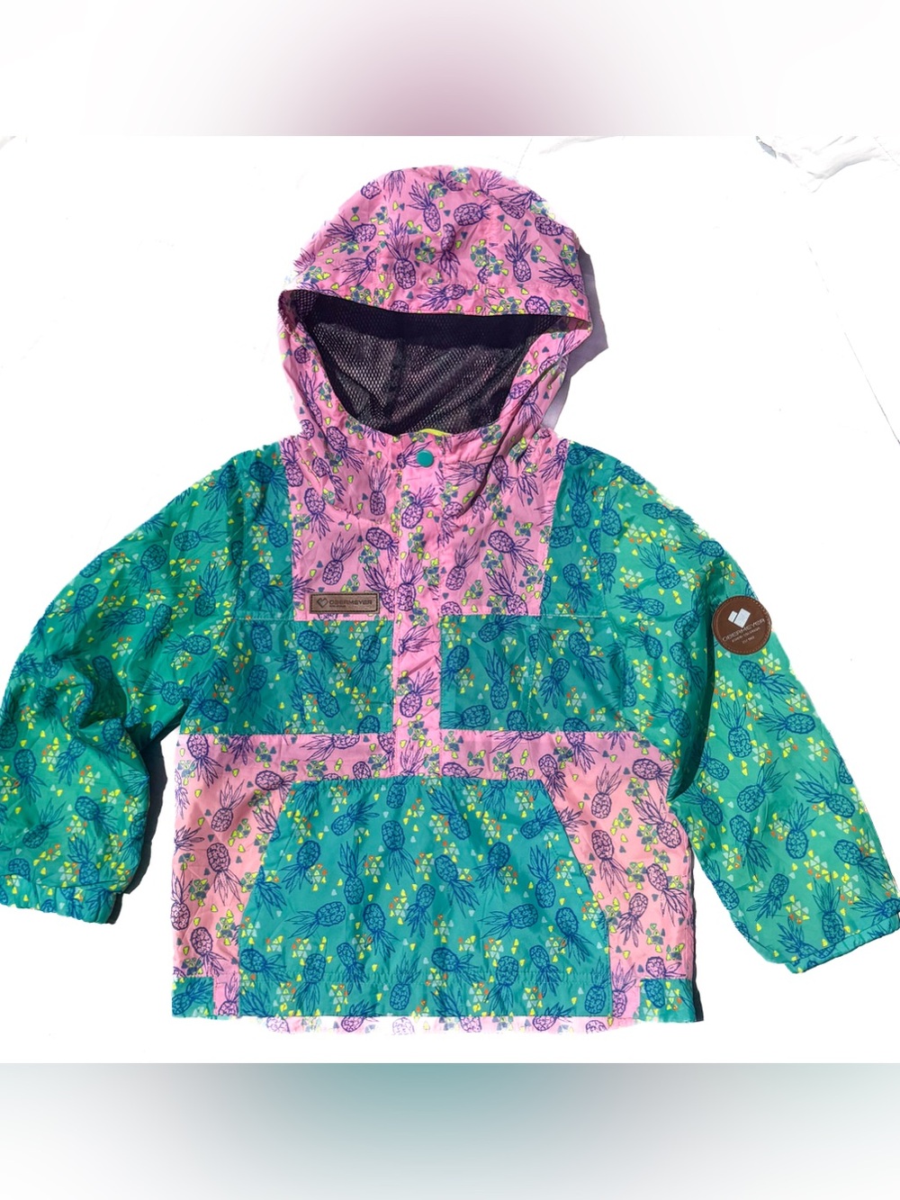 Obermeyer Girls Finn Windbreaker Jacket Pink Pineapple Anorak Medium 4 5 I Grow